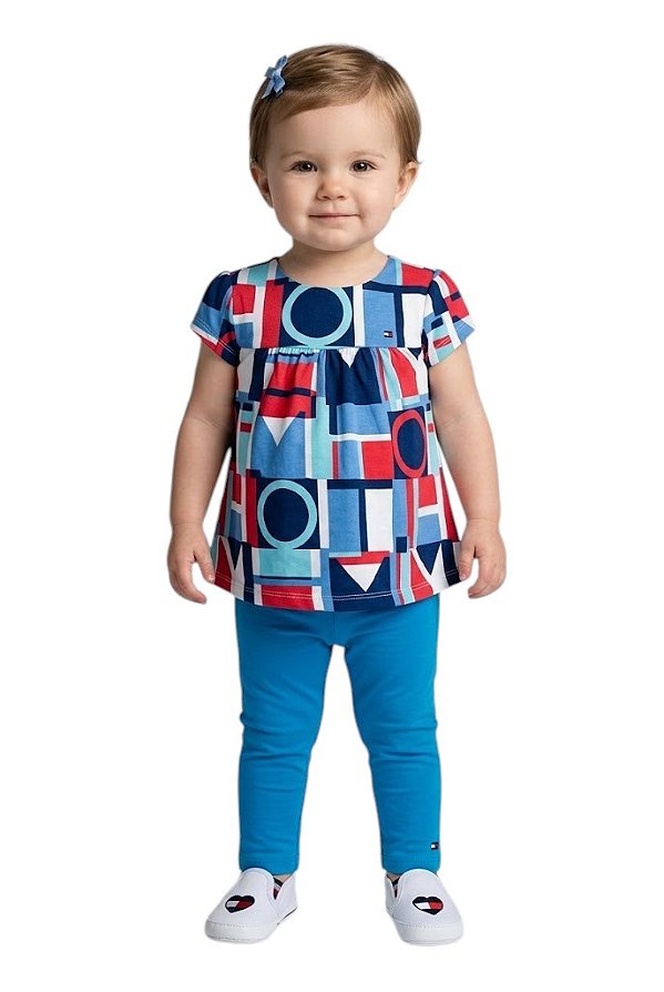 Batinha Bebe Tommy Hilfiger com Estampa Geométrica