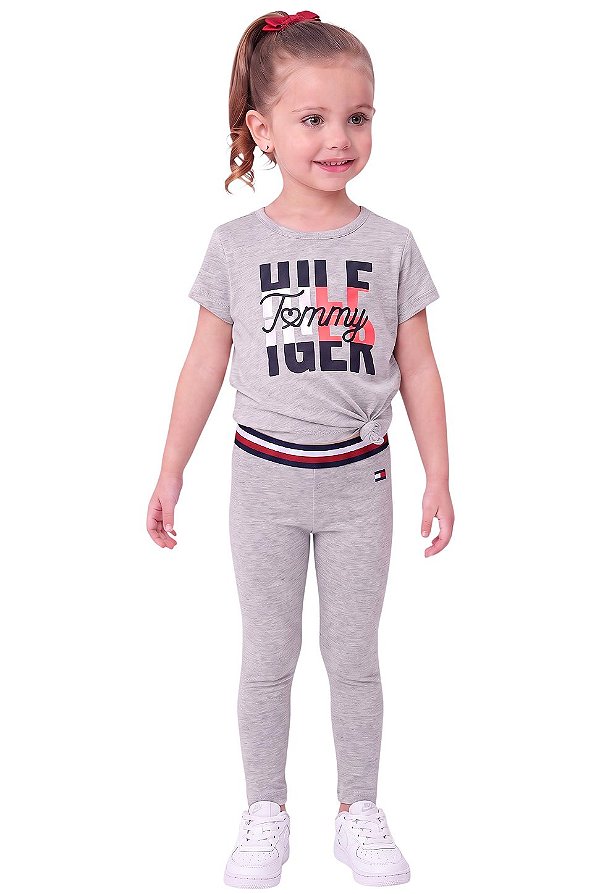 Conjunto Infantil Tommy Hilfiger – Camiseta + Legging Cinza