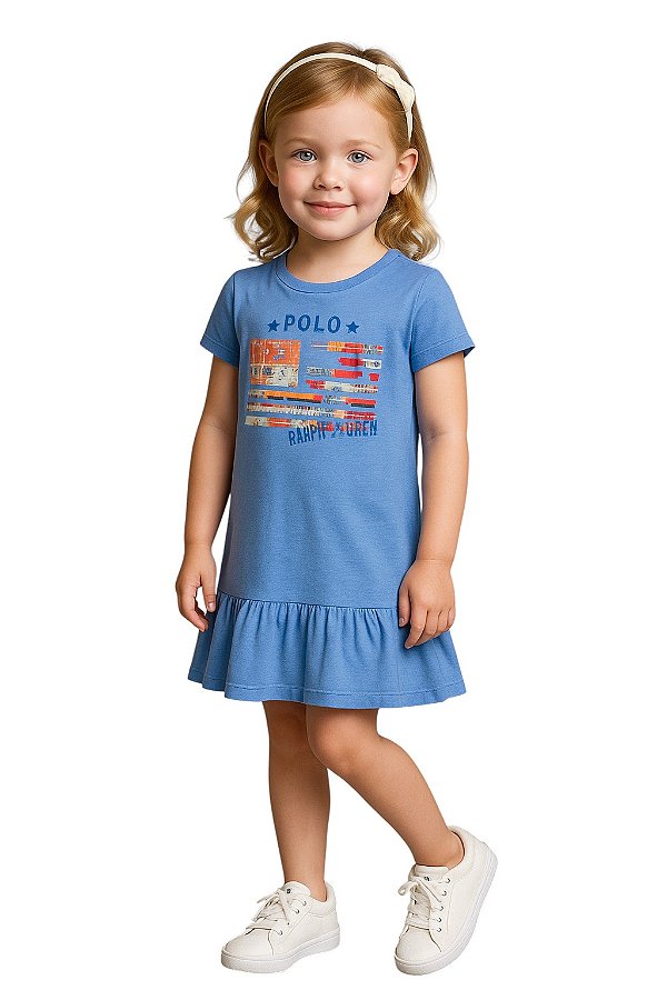 Vestido Infantil Polo Ralph Lauren Azul