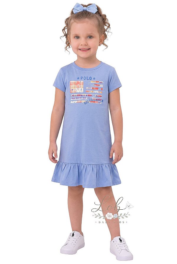 Vestido Infantil Polo Ralph Lauren Azul