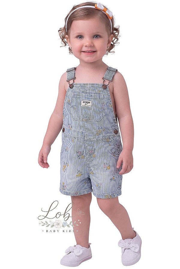 Jardineira Infantil OshKosh – Listrada com Estampa Floral