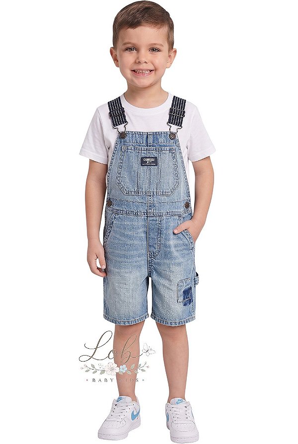 Jardineira Jeans Infantil OshKosh Stone Wash