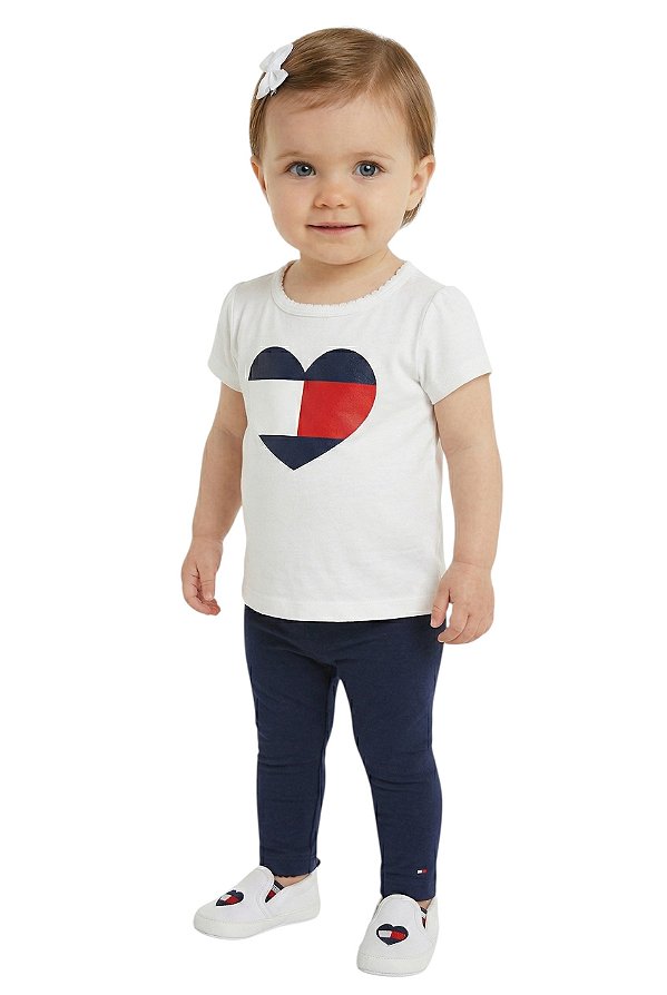 Camiseta Bebê Tommy Hilfiger com Estampa de Coração