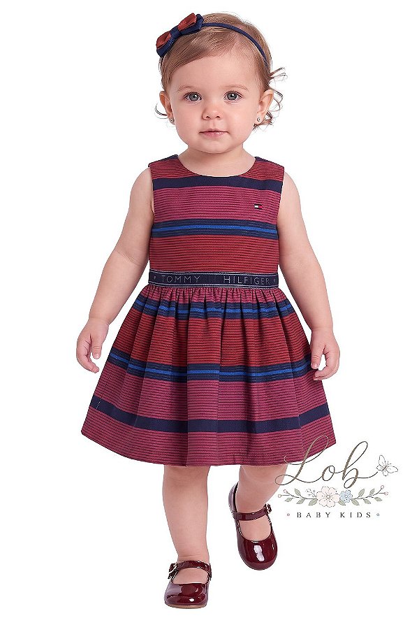 Vestido Festa Bebê Tommy Hilfiger Listrado