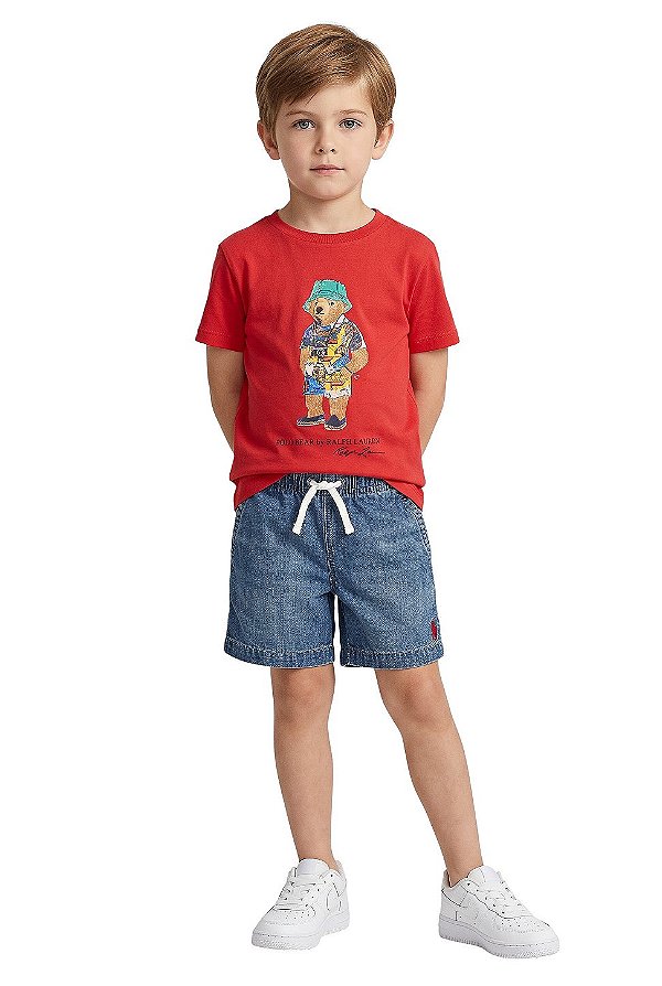 Camiseta Infantil Polo Ralph Lauren Polo Bear Vermelha