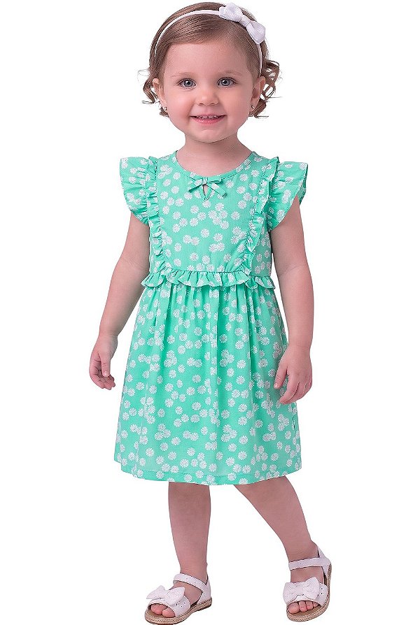 Vestido Infantil Carter’s Floral em Viscose com Babados