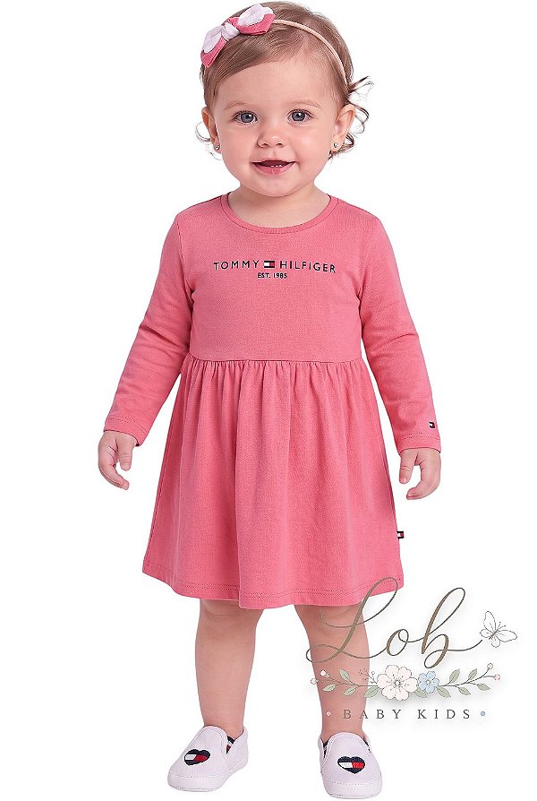 Vestido Bebê M Longa Tommy Hilfiger