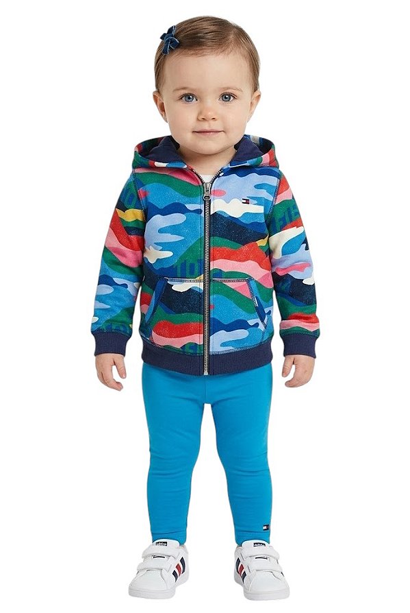 Conjunto Bebê Tommy Hilfiger em Moletom com Fleece e Legging