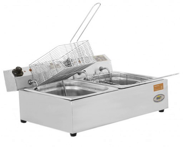 Fritadeira elétrica 07 litros com 02 cubas (3,5 litros cada)
