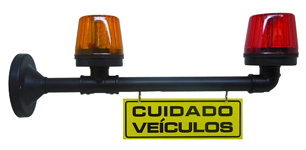 Sinalizador de Garagem LED Bivolt Duplo com Efeito Estrobo 48 LEDs