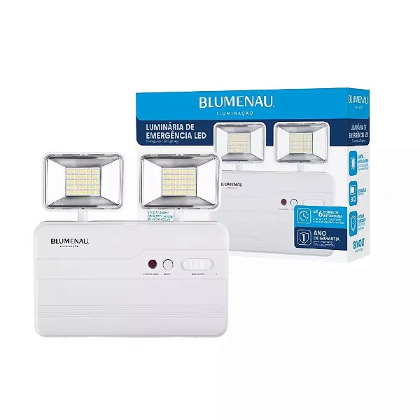 Luminária de Emergência LED 2200 Lúmens Dupla Blumenau – Ilumina até 450m²