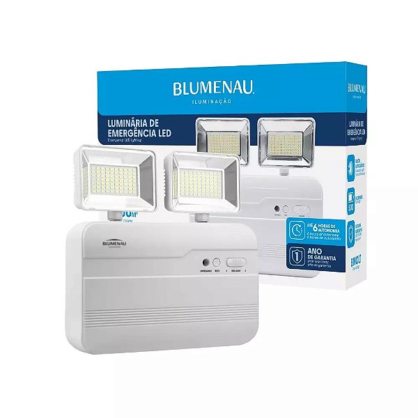 Luminária de Emergência LED 3000 Lúmens Dupla Blumenau – Ilumina até 600m²