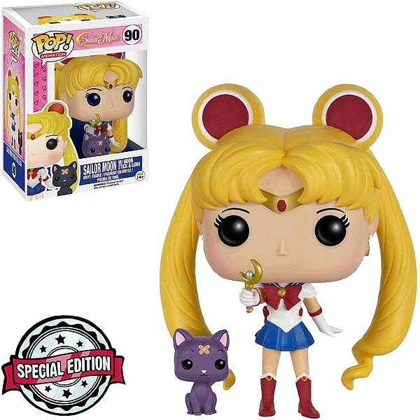 Sailor Moon With Moon Stick e Luna 90 Exclusivo Pop Funko