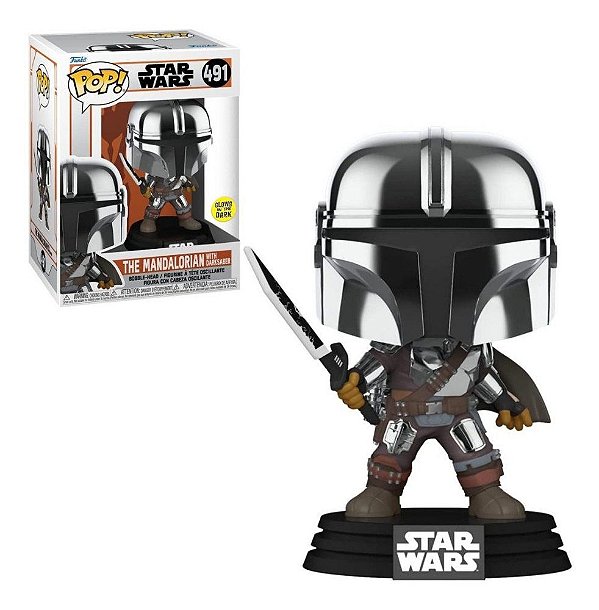 The Mandalorian with Dark Saber 491 GITD Pop Funko Star Wars