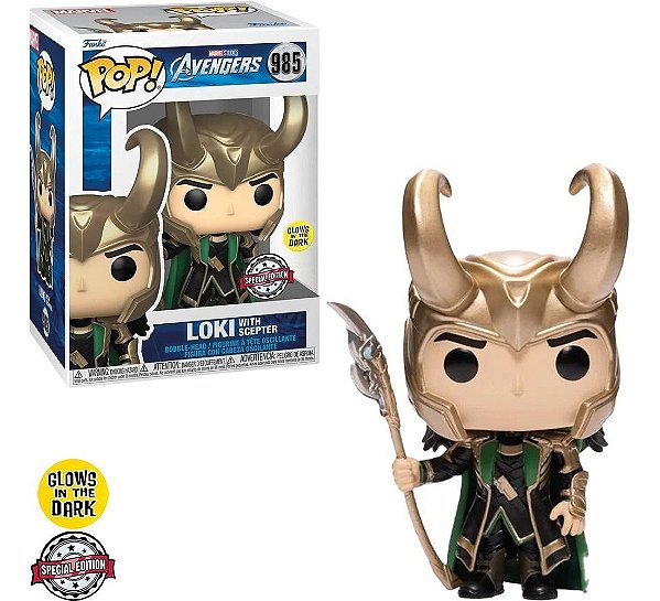Loki With Scepter 985 GITD Exclusivo Pop Funko Marvel
