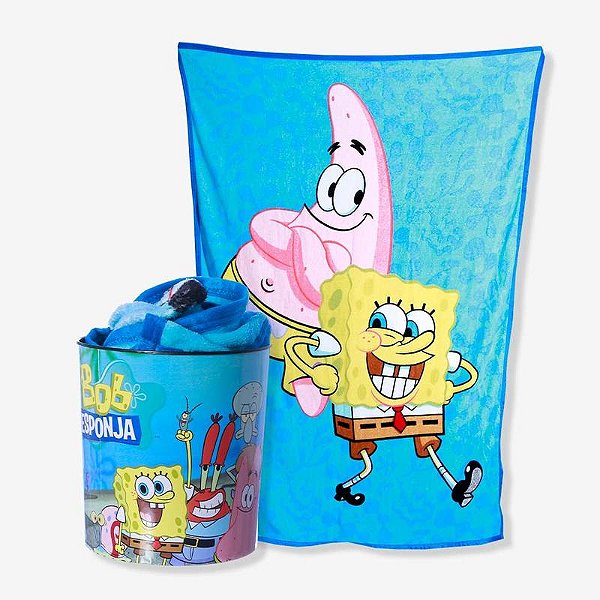Cobertor Manta Com Balde 5l Pipoca Bob Esponja - 10140890