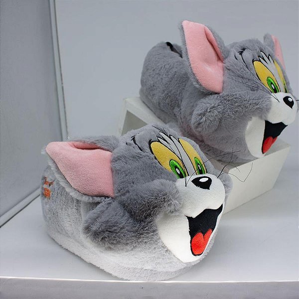 Pantufa 3D Tom - Tom e Jerry - 10071938 Tam:GG;Cor:Cinza