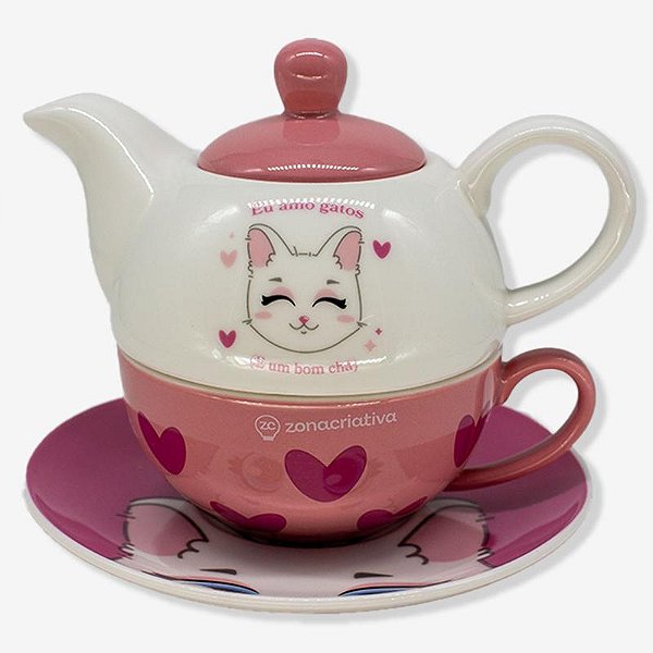 Bule 2 em 1 Eu Amo Gatos - Zona Criativa - 10025694