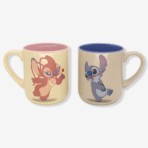 Kit Caneca Mary Stitch e Angel 300ml Zona Criativa 10026384
