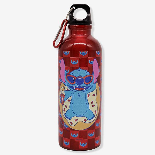Garrafa com Mosquetão Stitch Vermelha Disney - ZC - 10073755