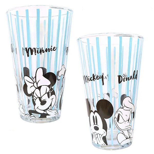 3 Copos de Vidro Mickey e Amigos 300ml Disney - Tuut 30013