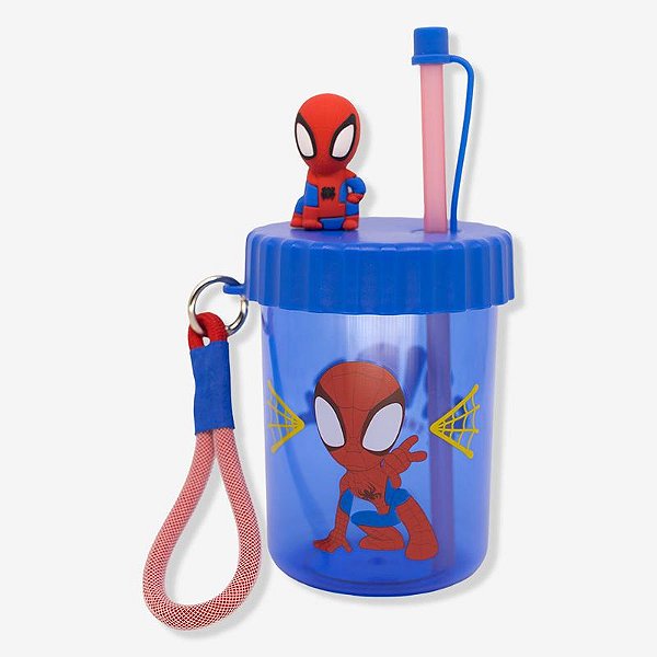 Copo Canudo Flip Infantil Homem Aranha - 500ml - 10026558