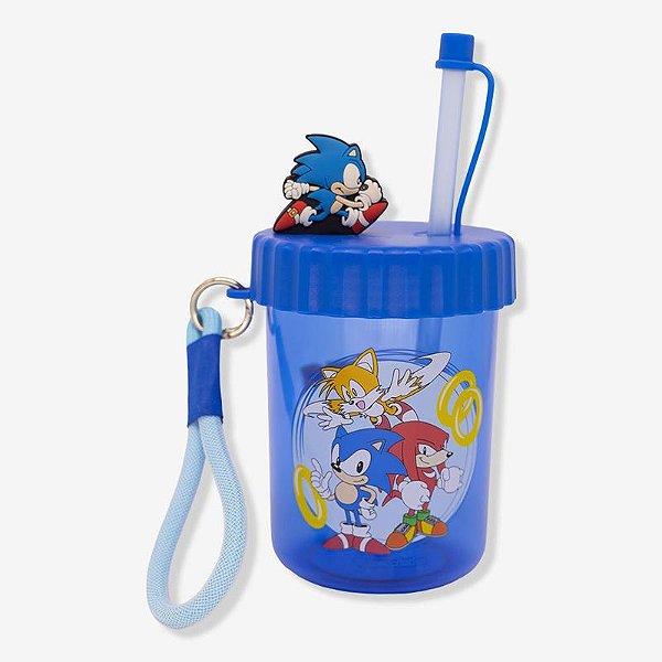 Copo Canudo Flip Infantil Sonic - 500ml - 10026560