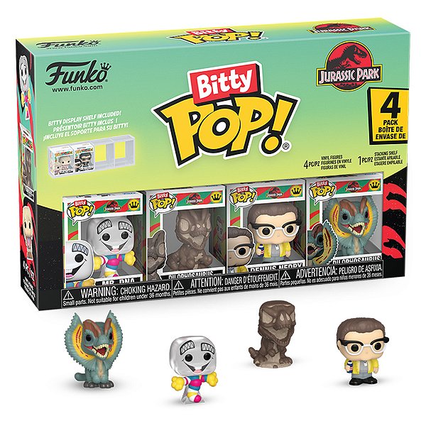 Mr Dna, Dennis, Dilophosauru Pack4 Funko Bitty Jurassic Park