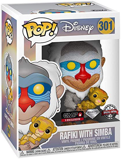Rafiki With Simba 301 Diamond Pop Funko Rei Leão Disney