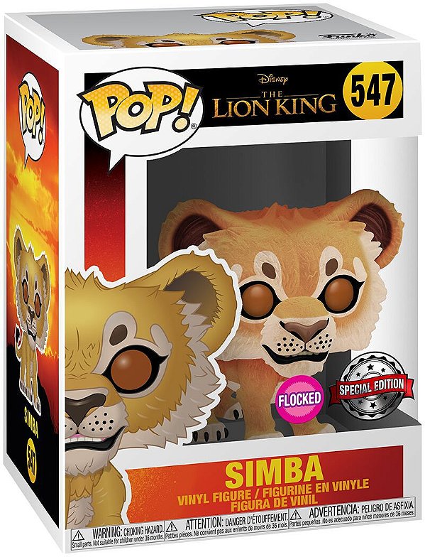 Simba 547 Exclusivo Flocked Pop Funko Rei Leão Disney