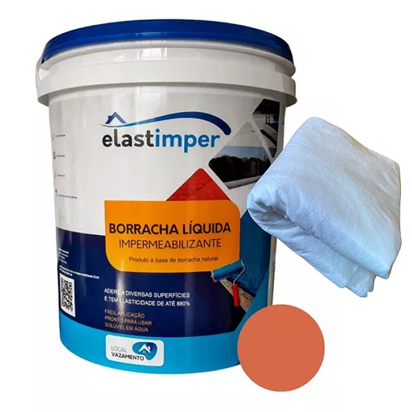 Borracha Líquída 18kg Elastimper ( COR TELHA) + 10 Metro da Manta Bidim