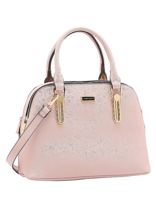 Bolsa feminina de mão - Textura Clássica - Rosa - Chenson 3484618