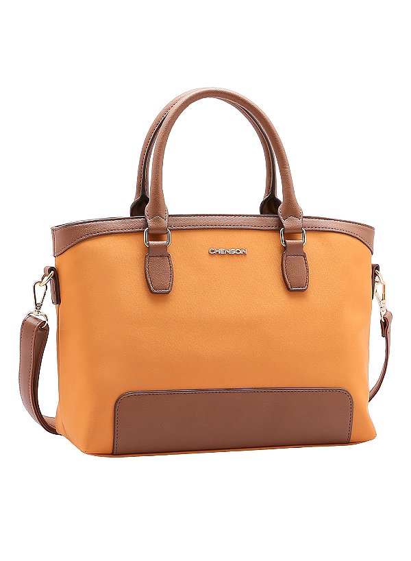 Bolsa feminina - Alça de mão - Microfibra - Amarelo - Chenson 3184596