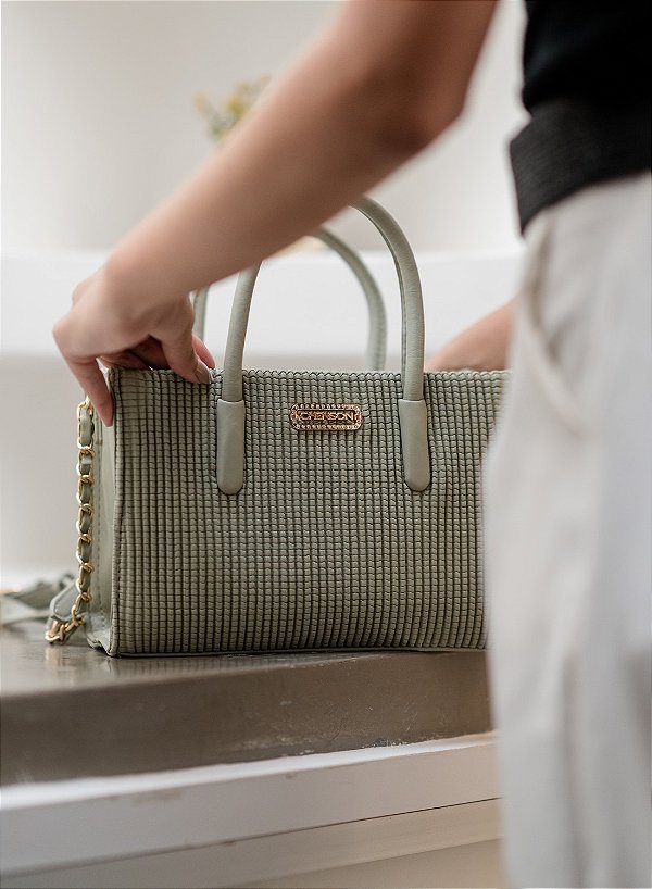 Bolsa feminina - Alça de mão - Textura Soft - Verde - Chenson 3484740