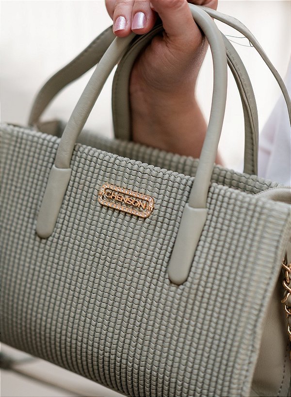Bolsa feminina - Alça de mão - Textura Soft - Verde - Chenson 3484740