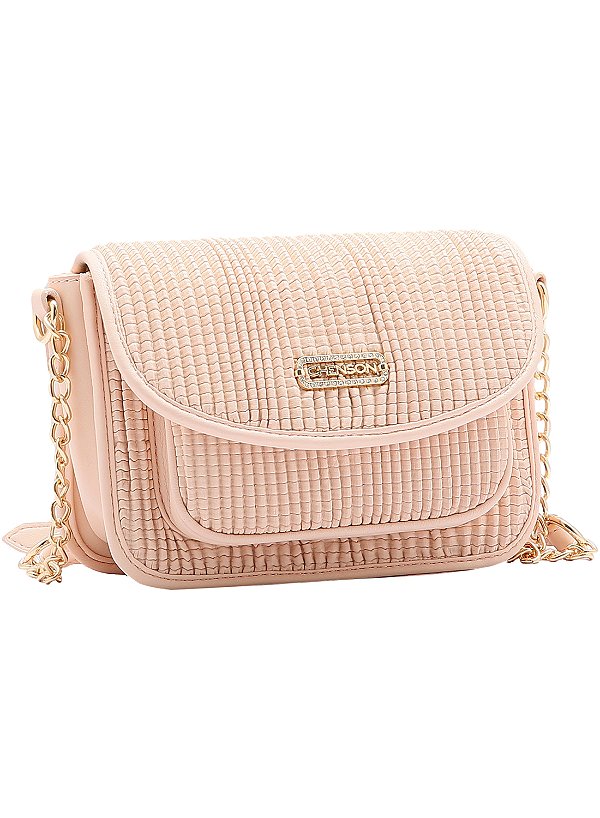 Bolsa feminina - Alça tiracolo - Textura Soft - Rosa - Chenson 3484741