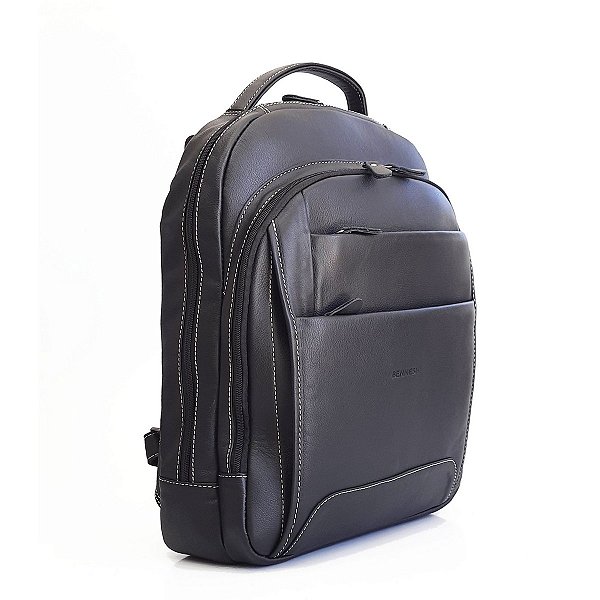 Mochila Executiva Notebook em Couro Preto - Bennesh Flex M7108