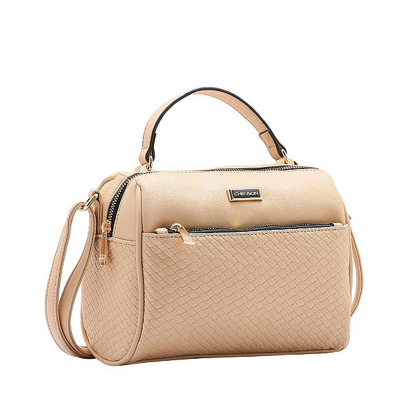 Bolsa feminina Baú - Alça de mão - Tresse Clássico - Bege - Chenson 3484657