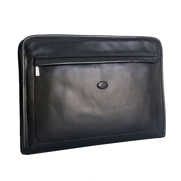 Pasta envelope com zíper em Couro Toscana - Bennesh 9178 - Preto