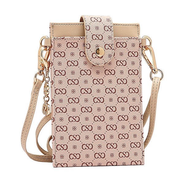 Bolsa Porta Celular - Chenson Original - Alça tiracolo - Monograma Elegance - Bege - 3484977