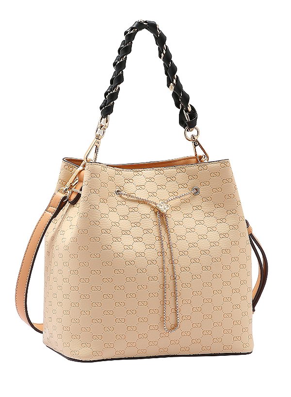 Bolsa Feminina Chenson Original - Luxury Monograma Saco - Alça Tiracolo - Bege 3485047