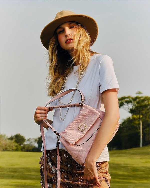 Bolsa Feminina Chenson Original - Ferragem Deluxe - Alça de Mão - Rosa 3485057