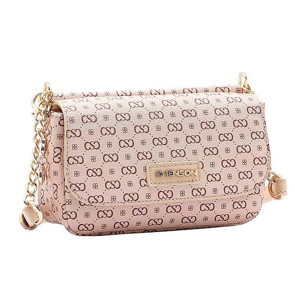 Bolsa Feminina Chenson Original - Monograma Elegance - Alça Transversal - Bege 3484975