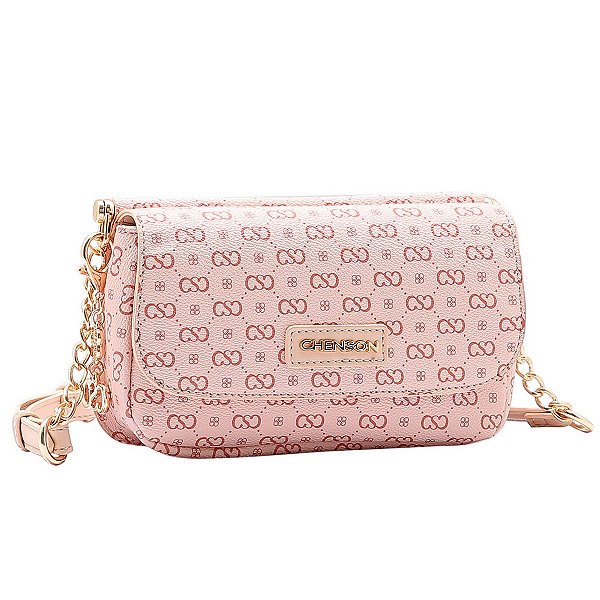 Bolsa Feminina Chenson Original - Monograma Elegance - Alça Transversal - Rosa 3484975