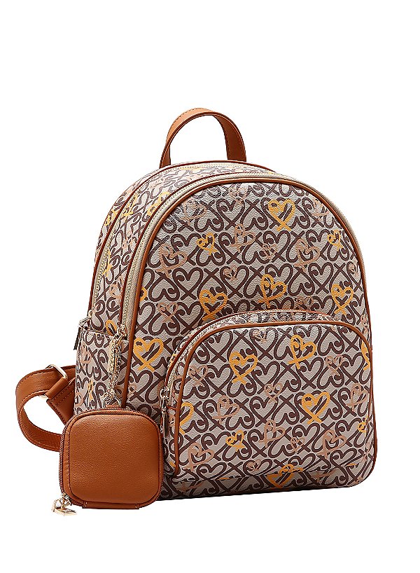 Mochila Feminina - Chenson Original - Classic Heart - Café 8484987
