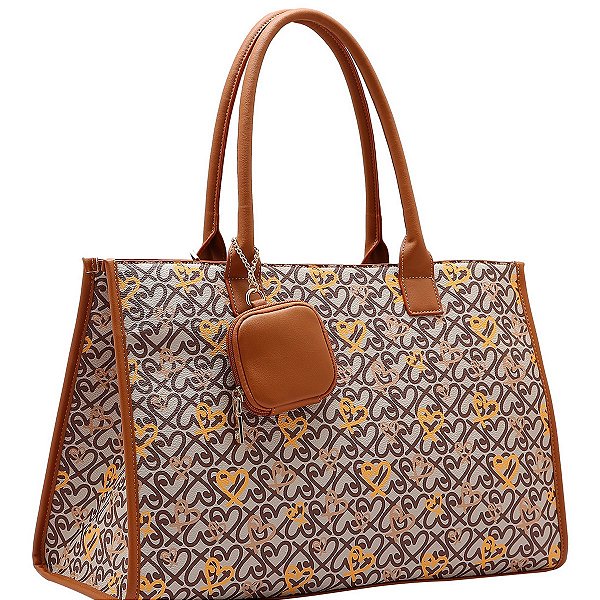 Bolsa de Viagem - Chenson Original - Mala de Bordo - Classic Heart - Café 3484988