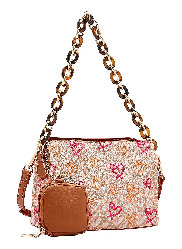 Bolsa Feminina Chenson Original - Classic Heart - Alça de Ombro - Nude 3484990