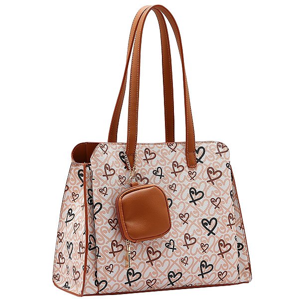Bolsa Feminina Chenson Original - Classic Heart - Alça de Ombro - Bege 3484989