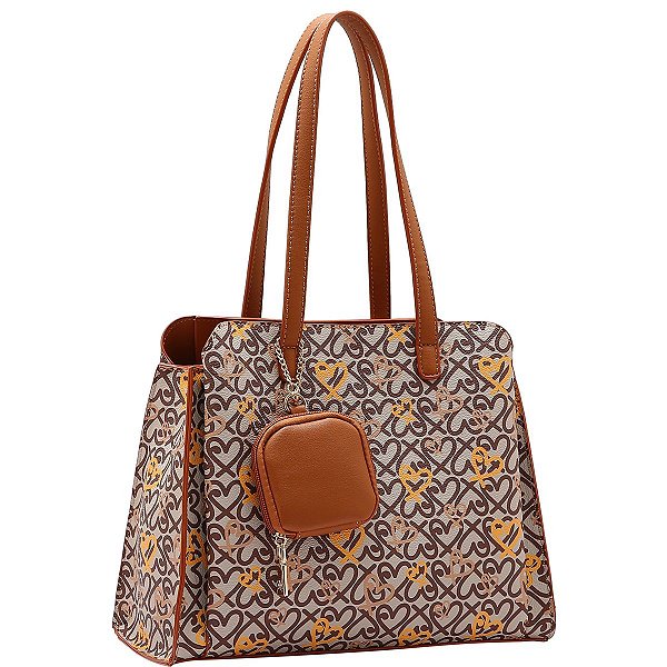 Bolsa Feminina Chenson Original - Classic Heart - Alça de Ombro - Café 3484989