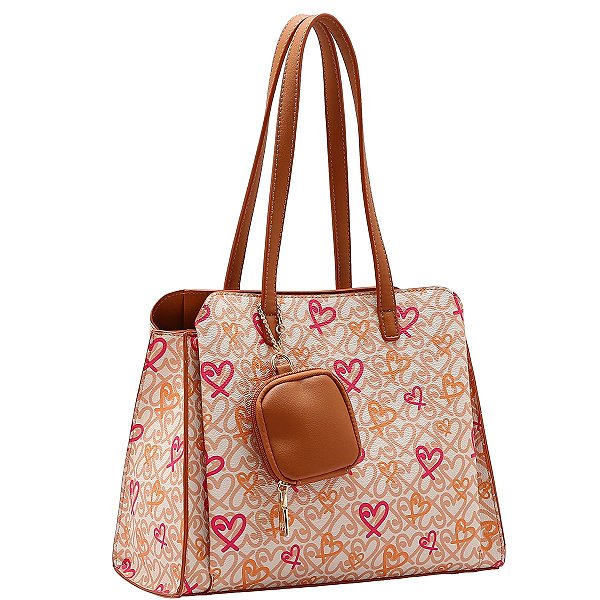 Bolsa Feminina Chenson Original - Classic Heart - Alça de Ombro - Nude 3484989